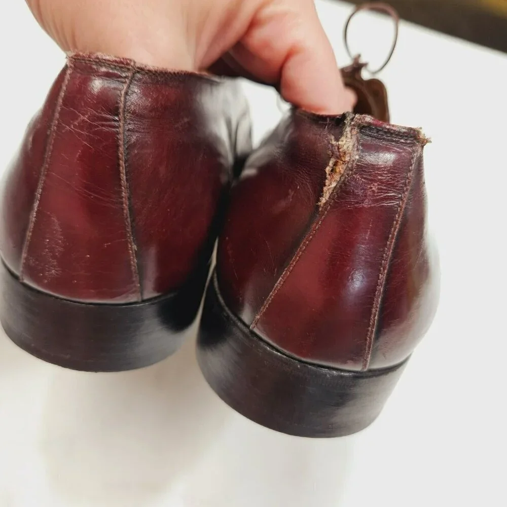Salvatore Ferragamo Men's Padova Oxford‎ Sz 13 B Merlot Calfskin Dress Shoe FLAW